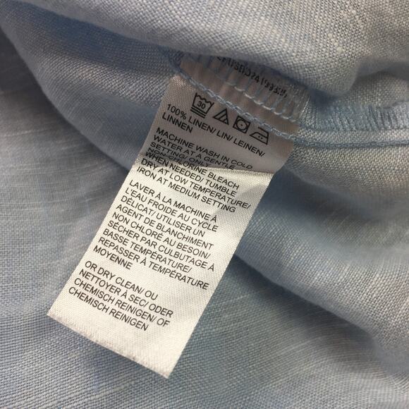 Lord & Taylor 100% Linen Hi Low Button Down Shirt Long Sleeve Light Blue XL - Picture 5 of 8